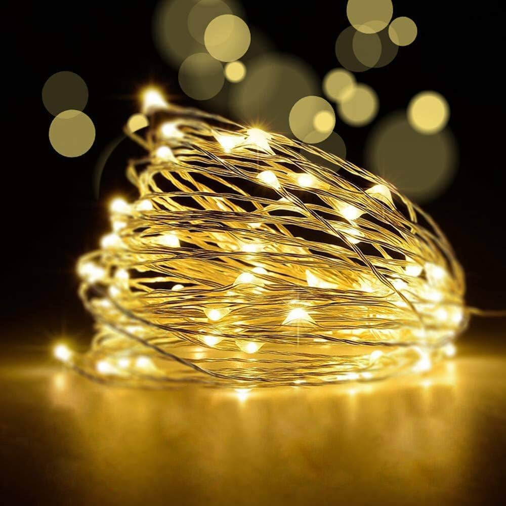 YoTelim LED Fairy String Lights with Remote Control - 2 Set 100 LED 33ft/10m Micro Silver Wire In... | Amazon (US)