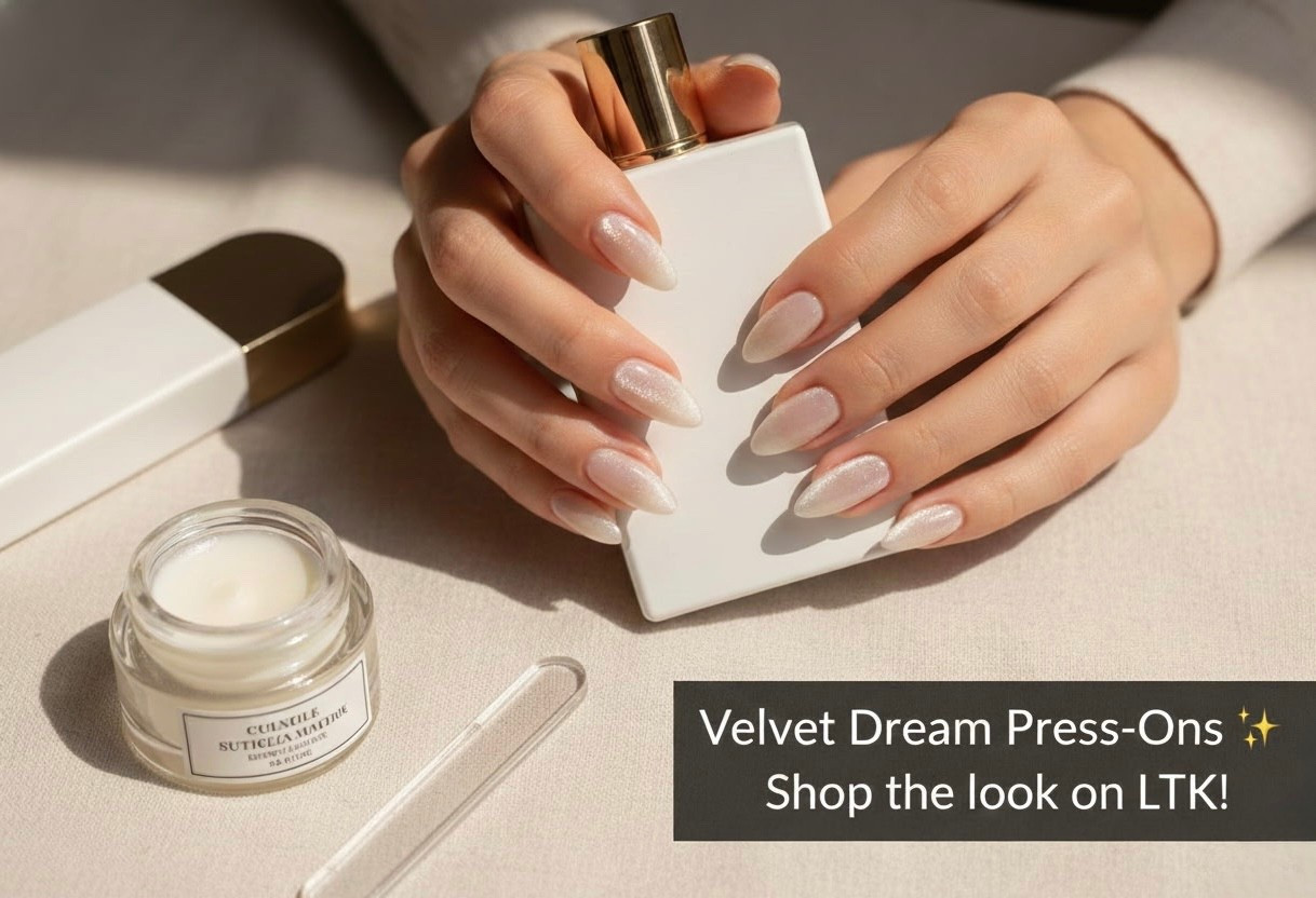 The "Velvet Nail" trend just got a whole lot easier. ✨ 
Swapped my salon appointment for these almond-shaped press-ons and I am officially obsessed.

​They have that perfect pearlescent, cat-eye shimmer that catches the light beautifully—honestly, they look more expensive than my professional gel sets. 

☁️ Perfect for when you want that "clean girl" aesthetic with a little extra sparkle.
​Why I love them:
​Shape: Flattering medium almond (makes fingers look so long!).

​Finish: High-shine velvet shimmer.
​Value: This is a 32-pack, so you get way more size options for the perfect fit.

​Time: Under 10 minutes for a full fresh set. ⏳
​

​#LTKunder50 #LTKbeauty #PressOnNails #VelvetNails #NailInspo #CatEyeNails #AffordableLuxury #ManicureAtHome

#LTKBeauty #LTKselfcare #LTKFindsUnder50