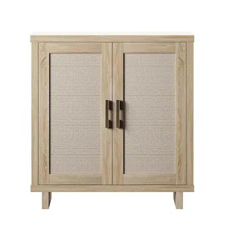 Bishop Oak Accent Cabinet With Linen Door | The Home Depot