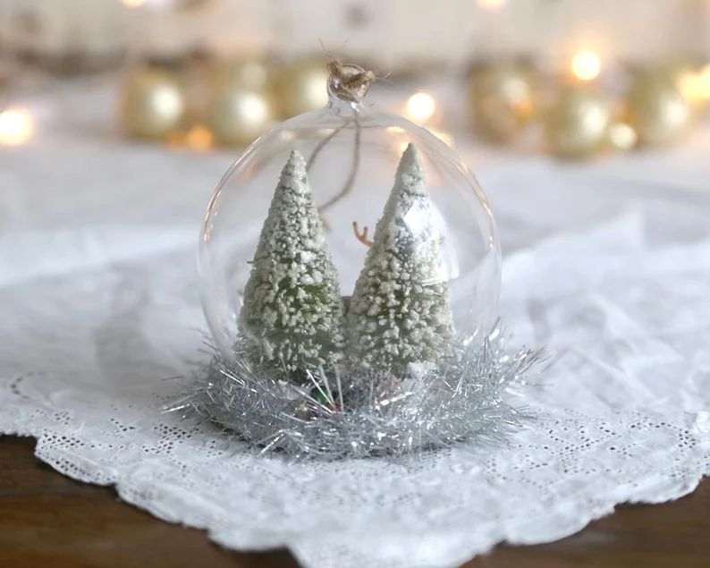 Christmas Cloche Decoration Small Glass Cloche Christmas | Etsy | Etsy (US)