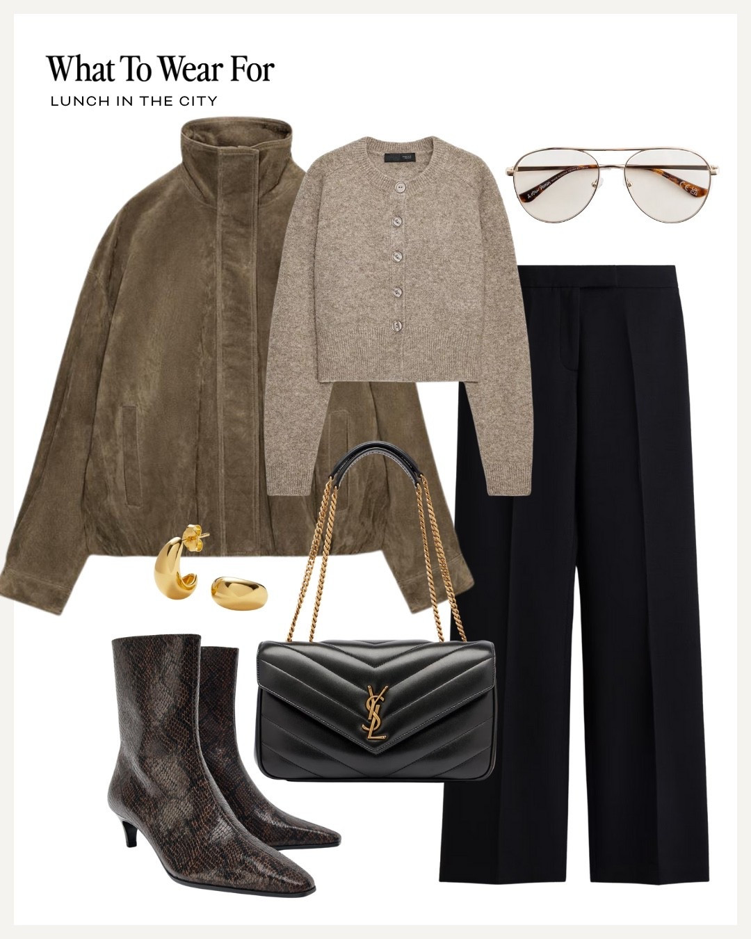 Lunch in the city 

Suede jacket / beige cardigan / black trousers / heeled ankle boots / Zara outfit / YSl bag 

#LTKuk #LTKwinter #LTKautumn
