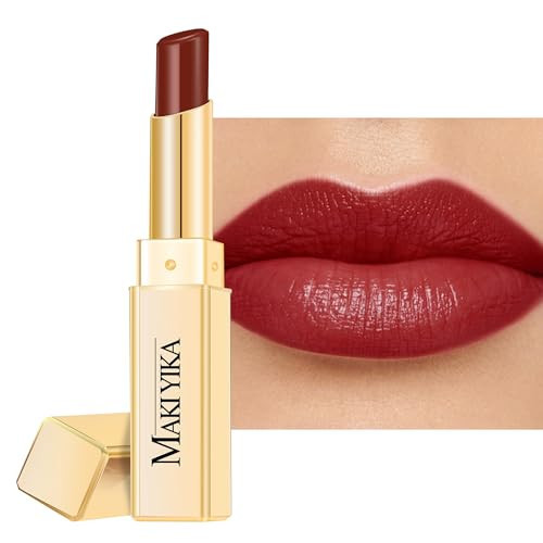 MAKI YIKA Moisture Dark Red Lipstick for Women Hydrate Lip Balm for Dry Cracked Lips Weightless Glossy Lip Color Juicy Finish,MA052 Dark Time | Amazon (US)