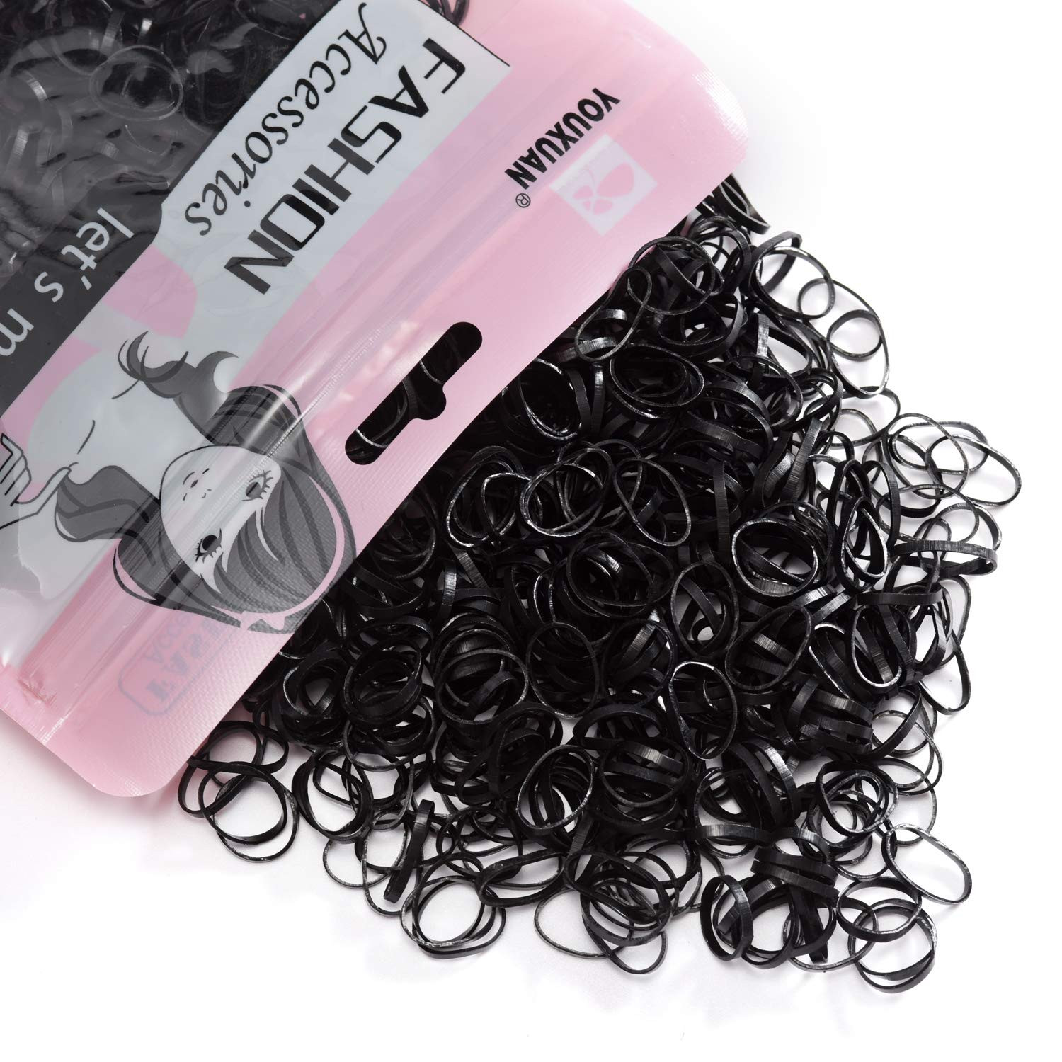 1000-Pack Elastic Hair Ties Non-slip Rubber Hair Bands for Girls, Black | Amazon (US)