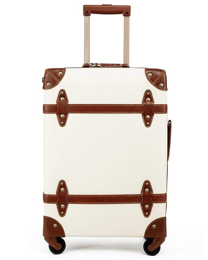 Vintage Luggage Carryon Suitcase Travel - HoJax Classic Trolley Luggage with Spinner Wheels, TSA ... | Amazon (US)