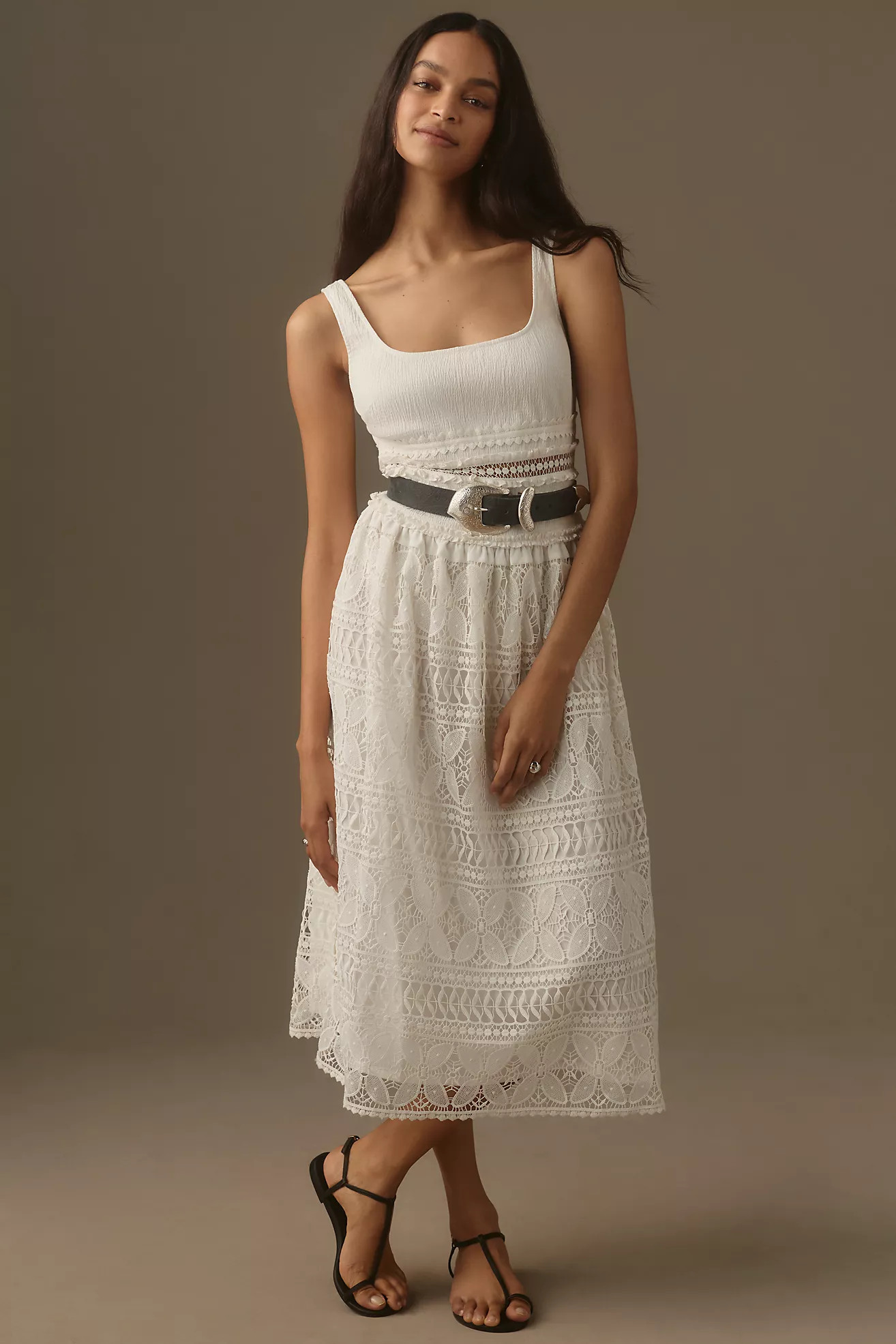 Vineet Bahl Scoop-Neck Lace Midi Dress | Anthropologie (US)