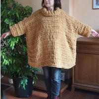 Handmade Chunky Knit Turtleneck Sweater Oversized Micropolyester Pullover | Etsy (US)