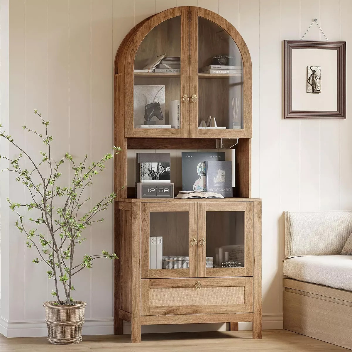 TYBOATLE 75" Tall Arched Storage Cabinet, Wood Kitchens Pantry Cabinets w/Anti-Tipping Device, Ve... | Target