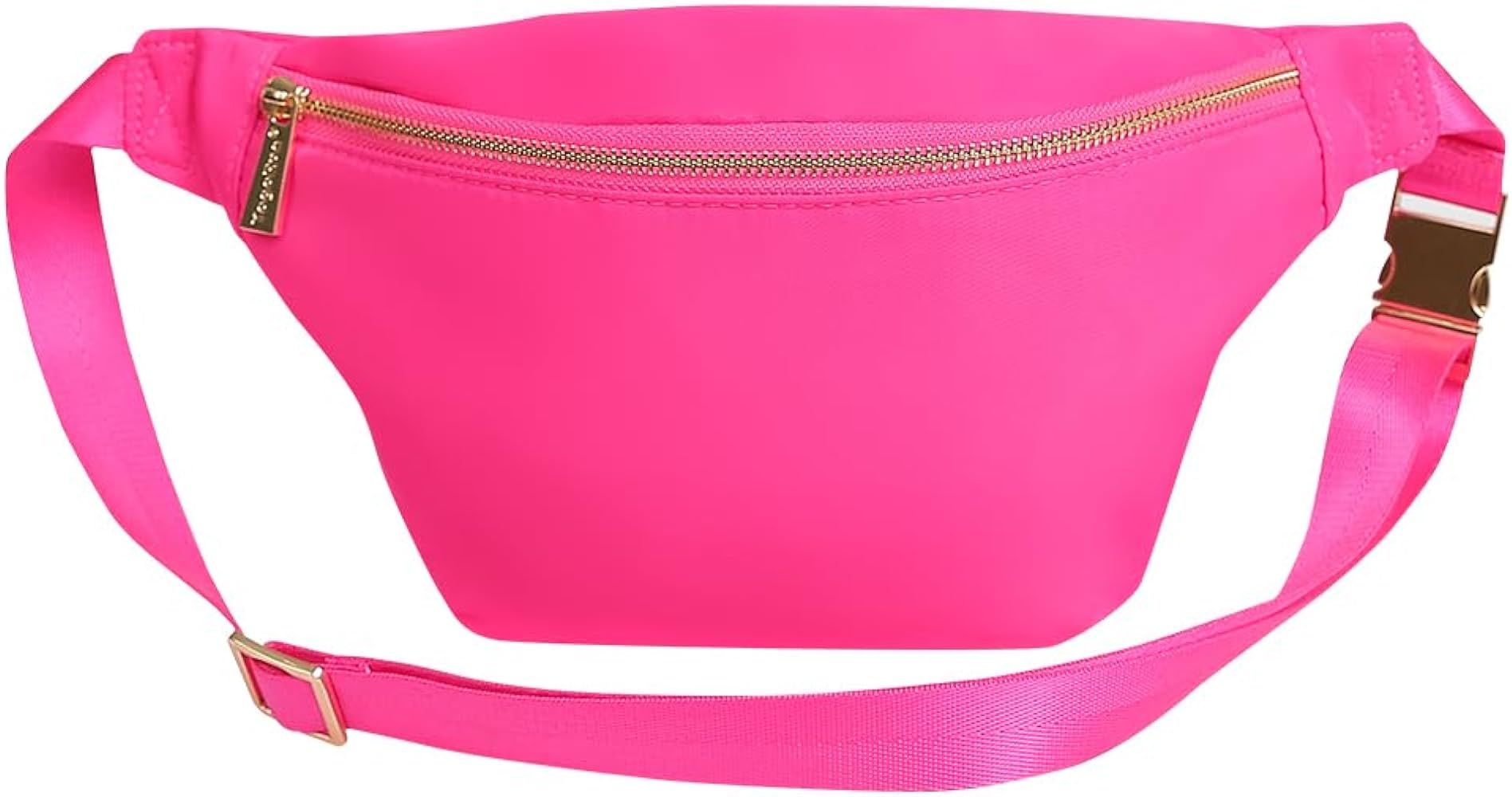 Large Waist Pack Bag Fanny Pack Women Belt Bag Travel Crossbody Bag Nylon Hot Pink Belt Pack(HotPink) | Amazon (US)