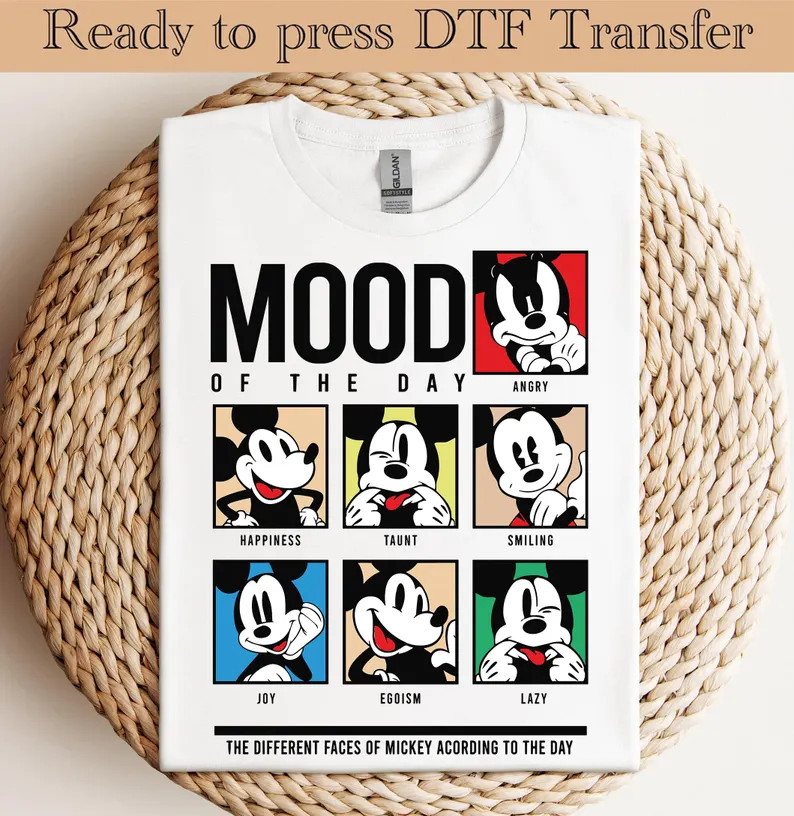 Mickey Mood of the Day Dtf,mickey Mouse Heat Transfer,disneyworld DTF Transfer,disneyland Ready t... | Etsy (US)