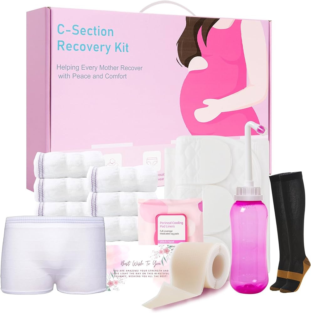 C Section Recovery Must Haves Kit - Peri Bottle,Disposable Mesh Underwears,Witch Hazel Pad Liners... | Amazon (US)