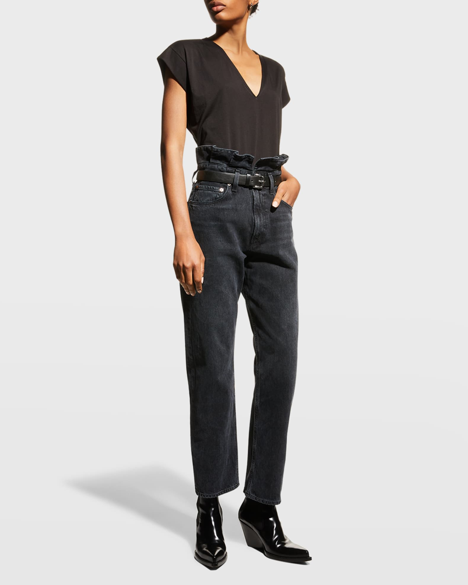 Le Mid Rise V-Neck Tee | Neiman Marcus