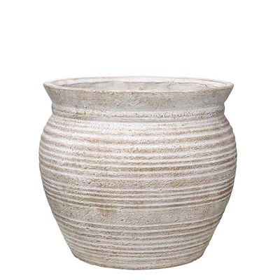 allen + roth  Large (25-65-Quart) White Wash Terracotta Mixed/Composite Planter with Drainage Ho... | Lowe's
