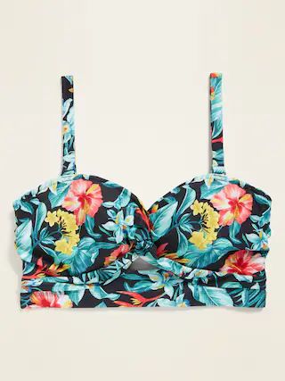 Floral Twist-Front Underwire Plus-Size Swim Top | Old Navy (US)