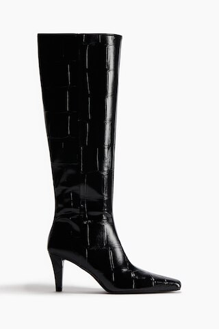 H & M - Heeled knee-high boots - Black | H&M (UK, MY, IN, SG, PH, TW, HK)