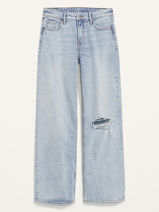 Mid-Rise Ripped Wide-Leg Jeans for Women | Old Navy (US)