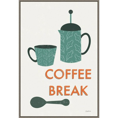 23" x 33" Retro Kitchen Coffee II by Becky Thorns Framed Canvas Wall Art Print - Amanti Art: Modern Lithograph, Polystyrene Frame | Target