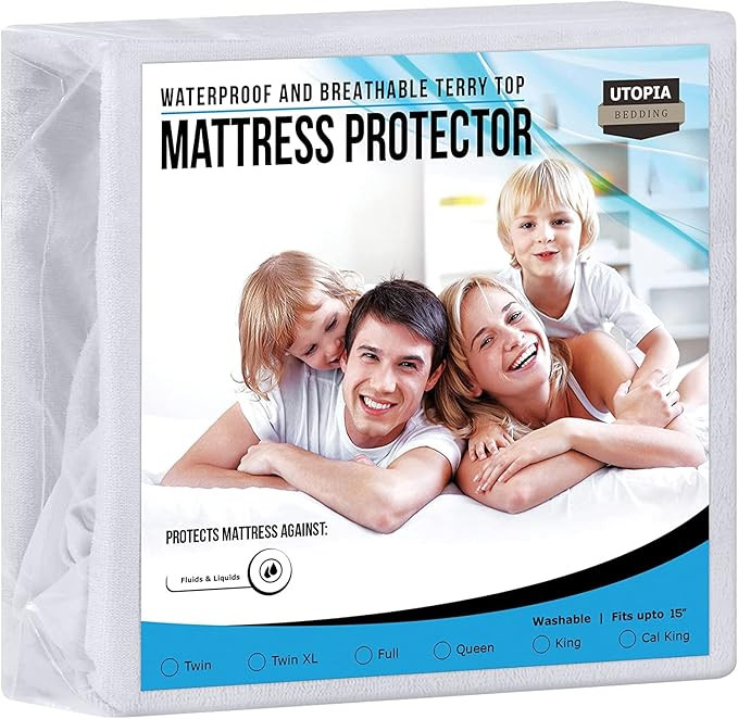 Utopia Bedding Waterproof Mattress Protector Twin Size, Premium Terry Mattress Cover 200 GSM, Bre... | Amazon (US)