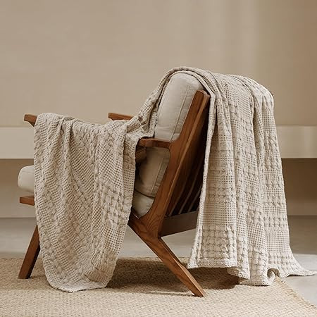 PHF 100% Cotton Waffle Weave Throw Blanket, Soft Lightweight Breathable Cozy Throws for Couch Bed... | Amazon (US)