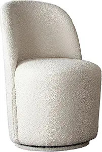 Benjara 24 Inch Accent Dining Chair, Set of 2, Swivel Base, Boucle Fabric, Ivory, White | Amazon (US)