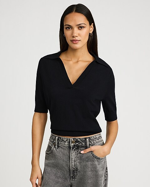 Airy Soft Short Sleeve Sweater Polo | Express