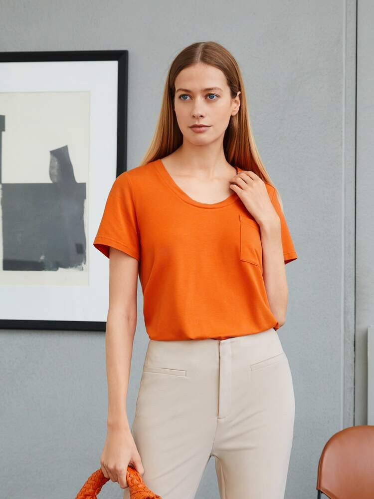 MOTF PREMIUM MODAL SCOOP NECK T-SHIRT | SHEIN