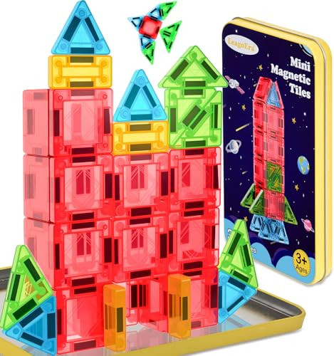 Magnetic Tiles Magnetic Blocks Building Toy: Portable Mini Magnetic Tiles Travel Set 32 Pieces Montessori Toys Birthday Gift for Kids Girls and Boys Ages 3-12 Years Old Preschool Classroom Must Haves | Amazon (US)