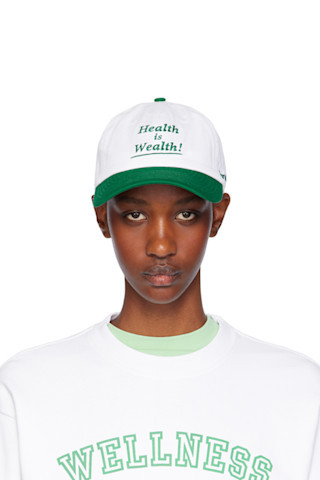 Sporty & Rich - White & Green 'Health Is Wealth' Cap | SSENSE