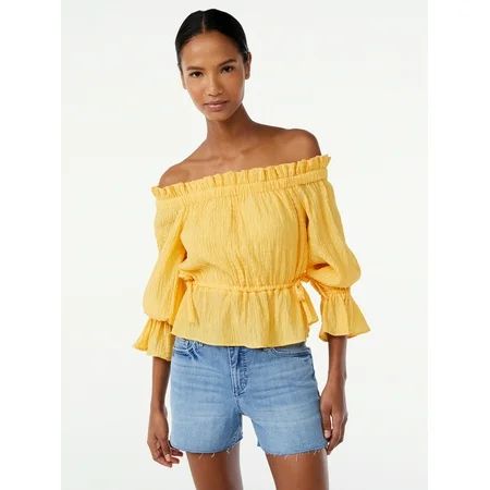 Scoop Women s Off the Shoulder Top with Adjustable Waist | Walmart (US)