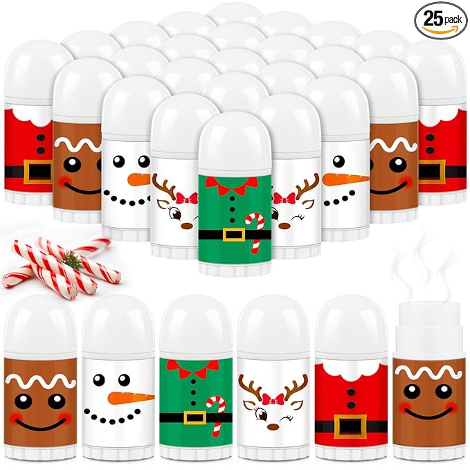 25 Pcs Christmas Lip Balm Bulk Mini Candy Cane Peppermint Flavor Lip Balms Bulk Christmas Stockin... | Amazon (US)