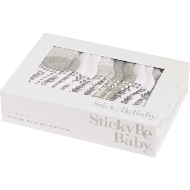 Sticky Be Socks | Sawyer Baby Box 6 Pack, Multi (Multicolor, Size 6-24M) | Maisonette | Maisonette