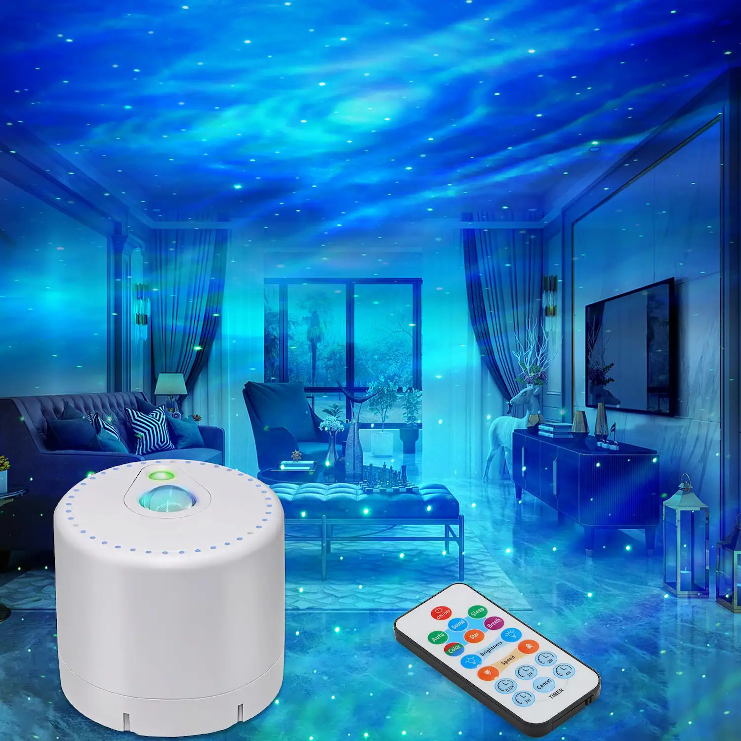Dazzed Corner - Galaxy Star Projector with Remote & Timer, LED Nebula Night Light - White | Best Buy U.S.
