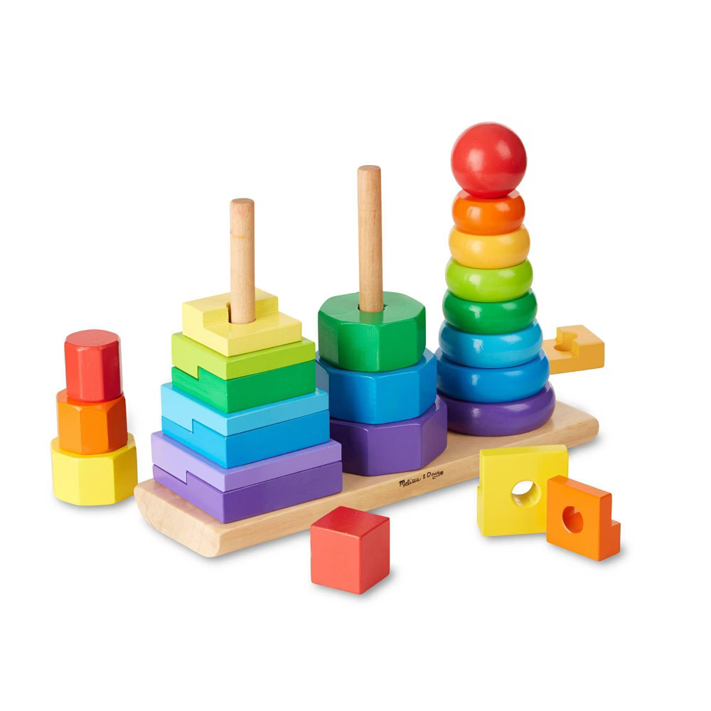 Melissa & Doug Geometric Stacker - Wooden Educational Toy | Target