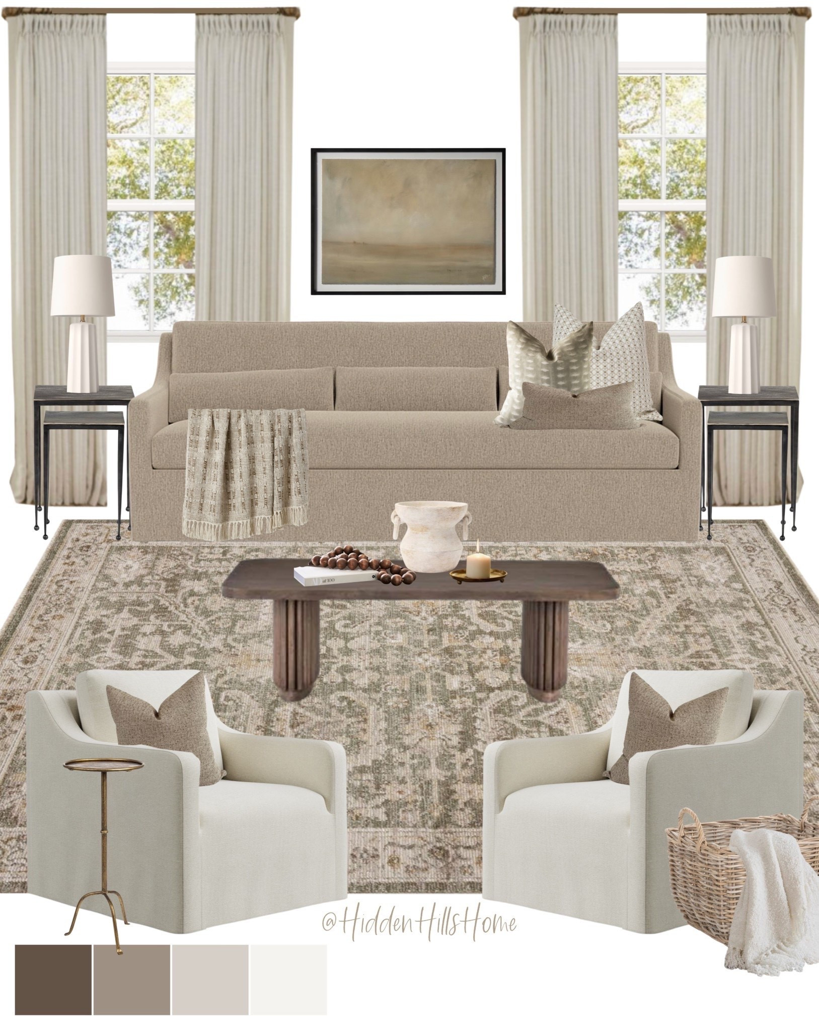 Living room decor ideas, living room mood board, home decor inspiration, living room design, coffee table decor, living room rug, accent chairs #decor

#LTKSeasonal #LTKHome #LTKSaleAlert