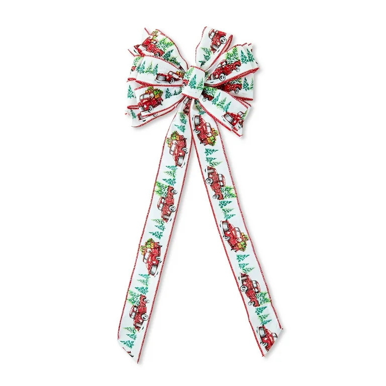 Red Truck Polyester Christmas Bow, 14 in, by Holiday Time | Walmart (US)