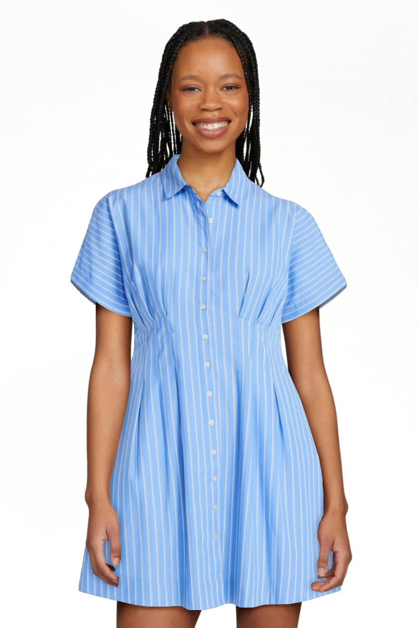 Free Assembly Women's Cotton Corset Mini Shirtdress with Short Sleeves, Sizes XS-XXL | Walmart (US)