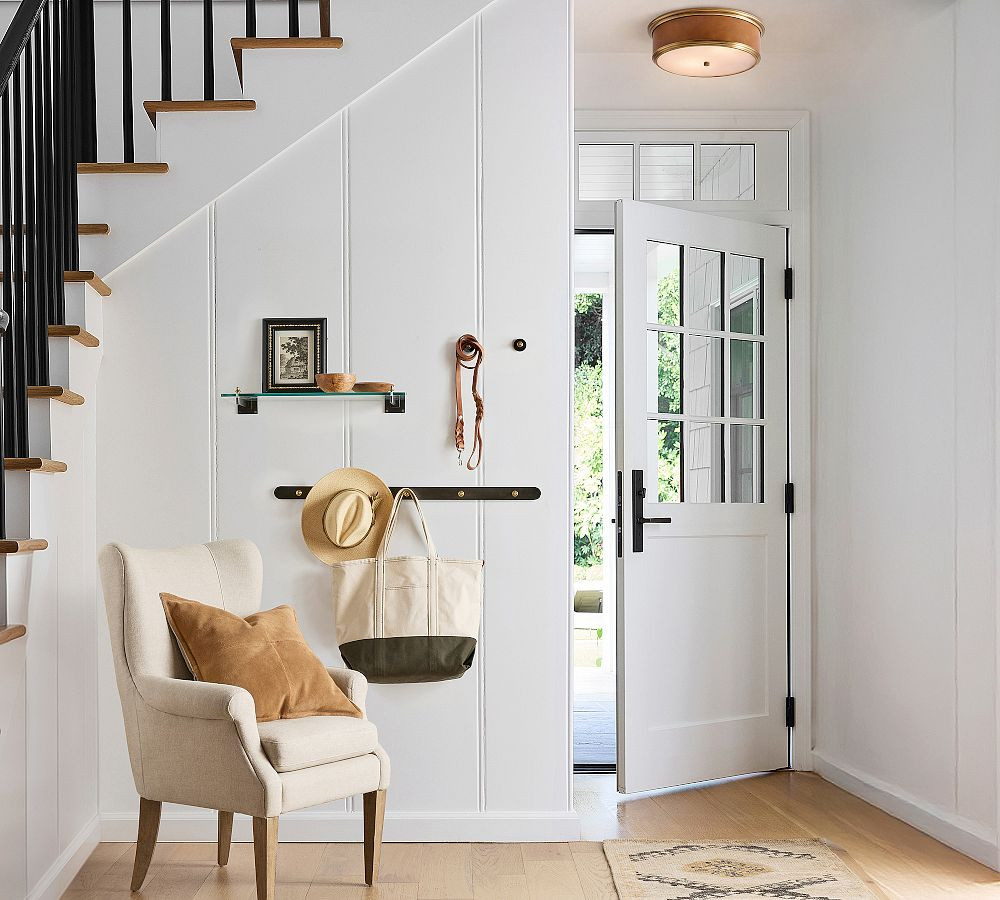 Redford Caramel Leather Round Flush Mount (15") | Pottery Barn (US)