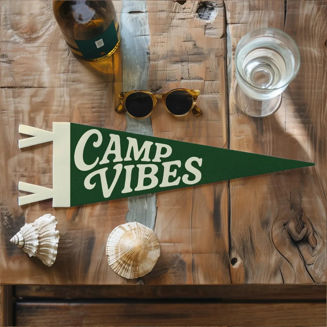 Camp Vibes Felt Pennant | Adventure Wall Decor, Summer Camp Theme Gift, Hiking Wanderer Sign, Out... | Etsy (US)