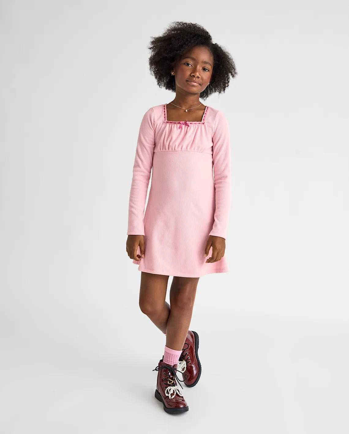 Girls Sueded Rib Shift Dress - pink | The Children's Place