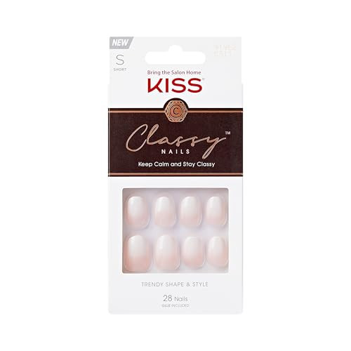 KISS Classy, Press On Nails, Nail glue included, 'Players', White, Short Size, Oval Shape, Includes 28 Nails, 2g glue, 1 Manicure Stick, 1 Mini File | Amazon (US)