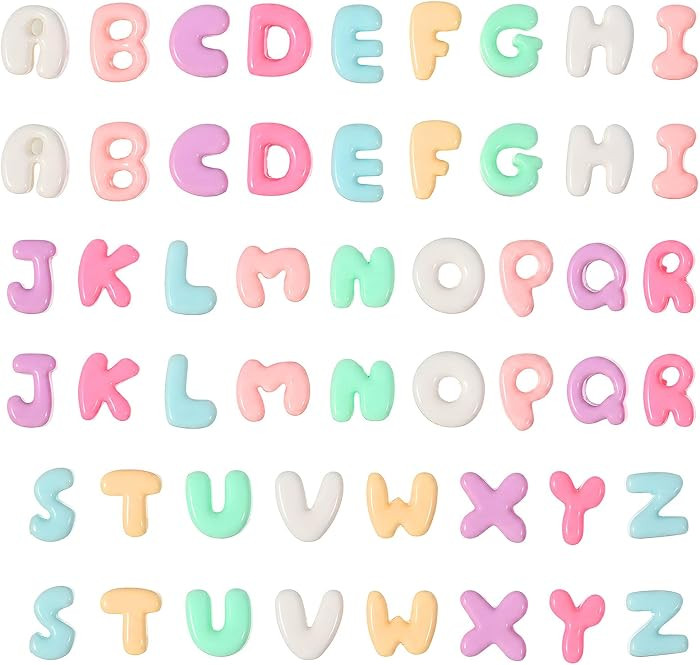 Fibraze 52 Pcs Letter Charms for Jewelry Making, Letter Flat Back Charms | Amazon (US)