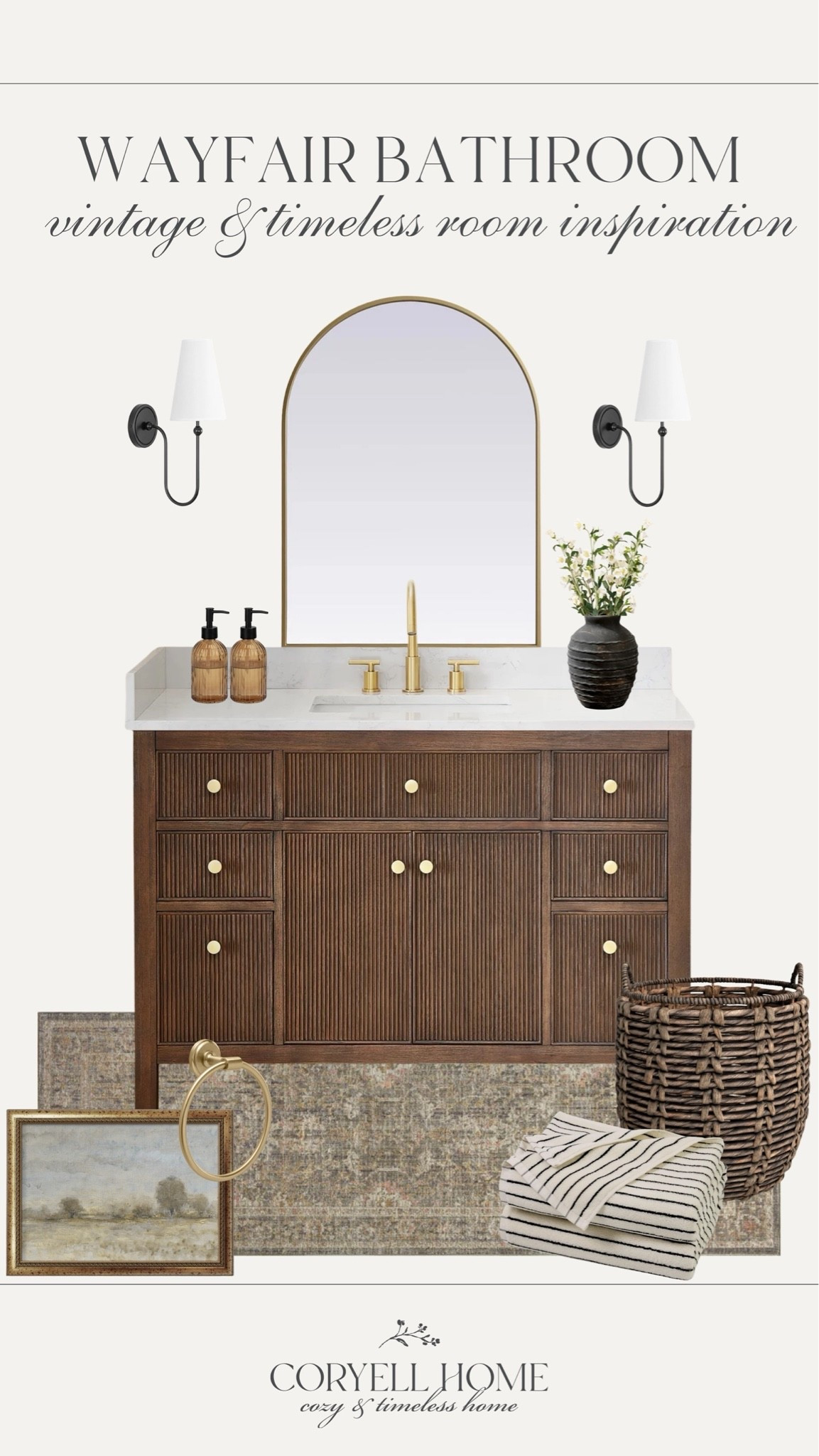 @Wayfair bathroom inspiration 🤎 This cozy bathroom vanity is stunning! I love how it looks with these black and gold accents. Makes for such a welcoming, curated bathroom space.

#LTKHome