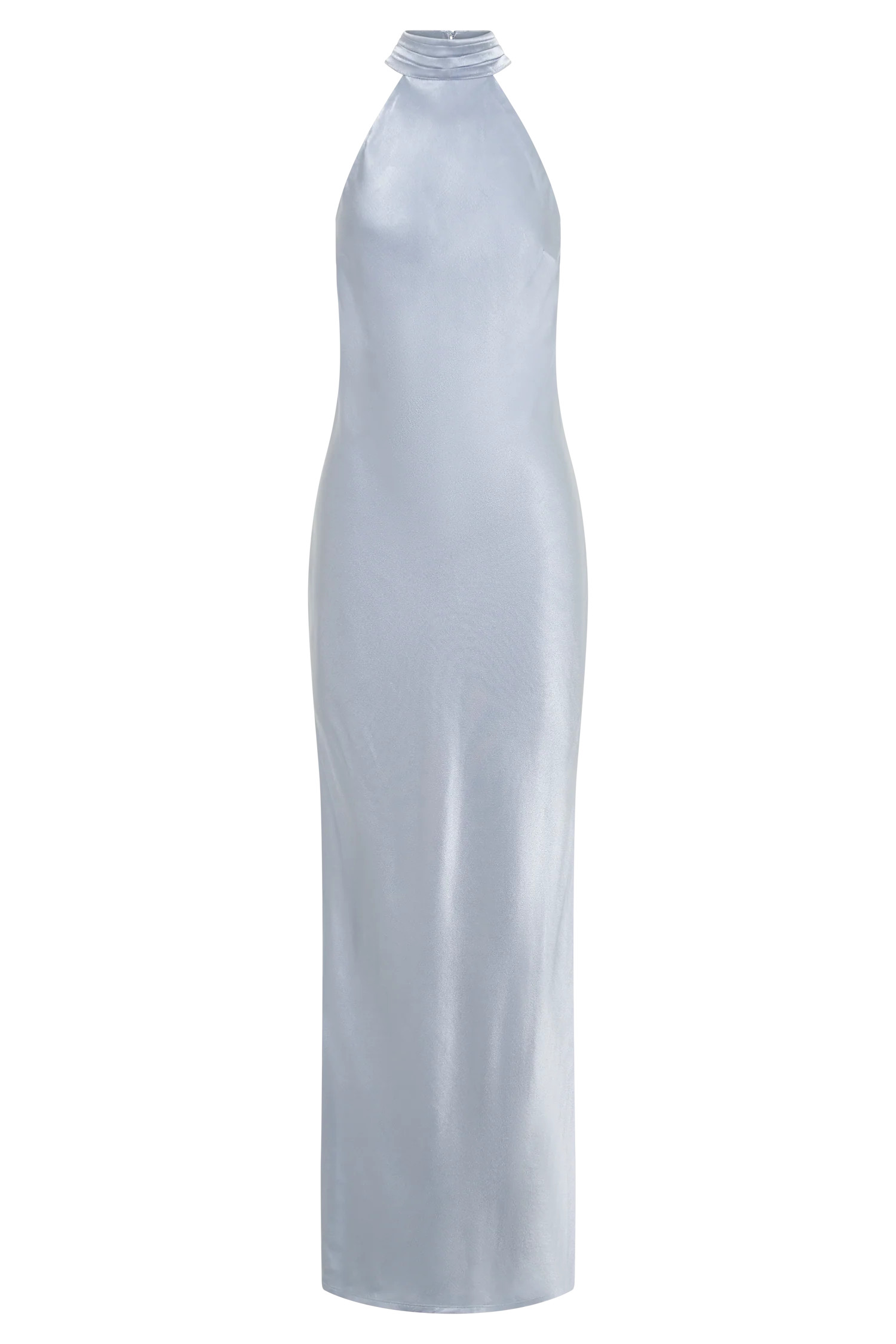 Claire Satin Drape Back Maxi Dress - Ice Blue | MESHKI US