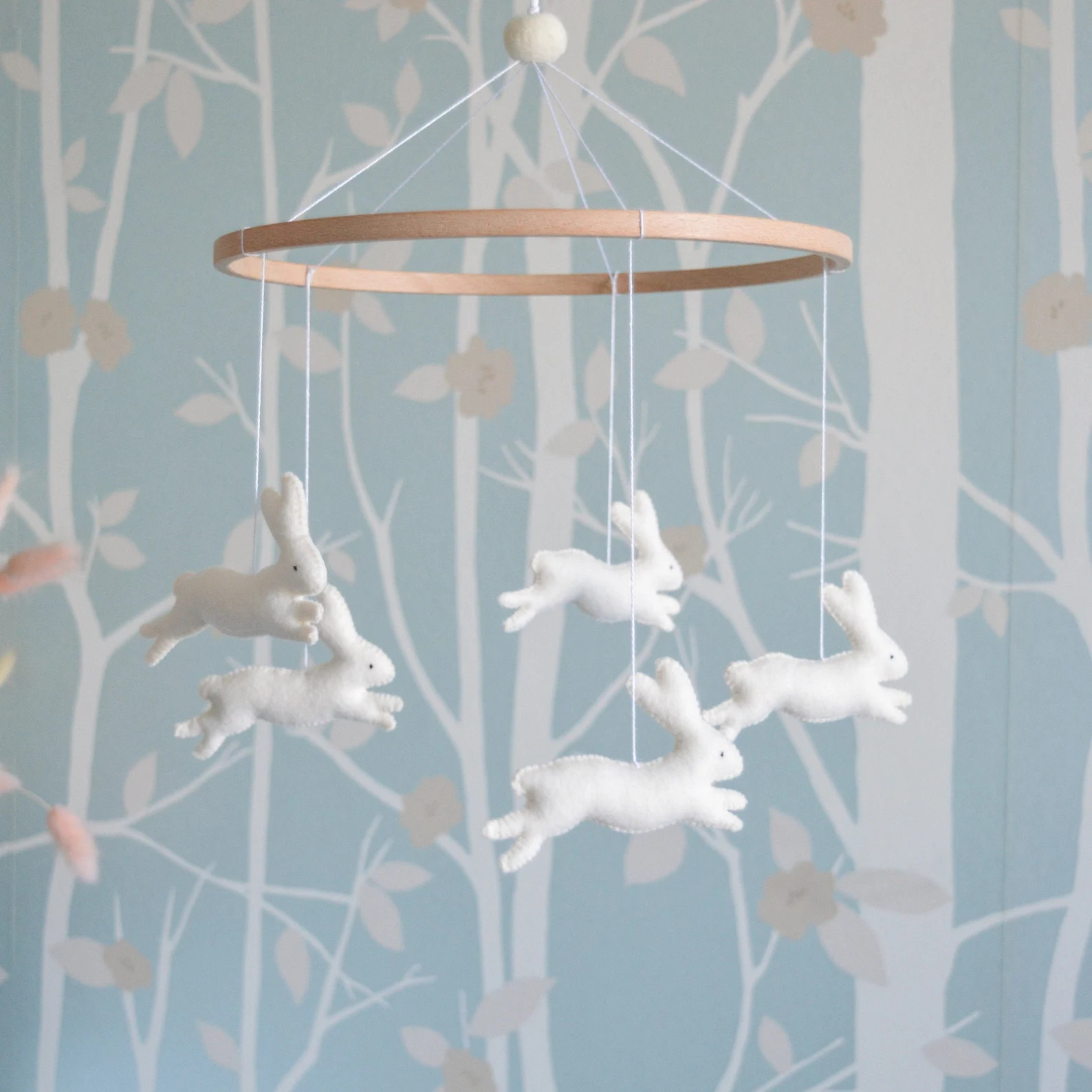 Bunny Mobile Nursery Decor Woodland Mobile Baby Shower Nursery - Etsy | Etsy (US)