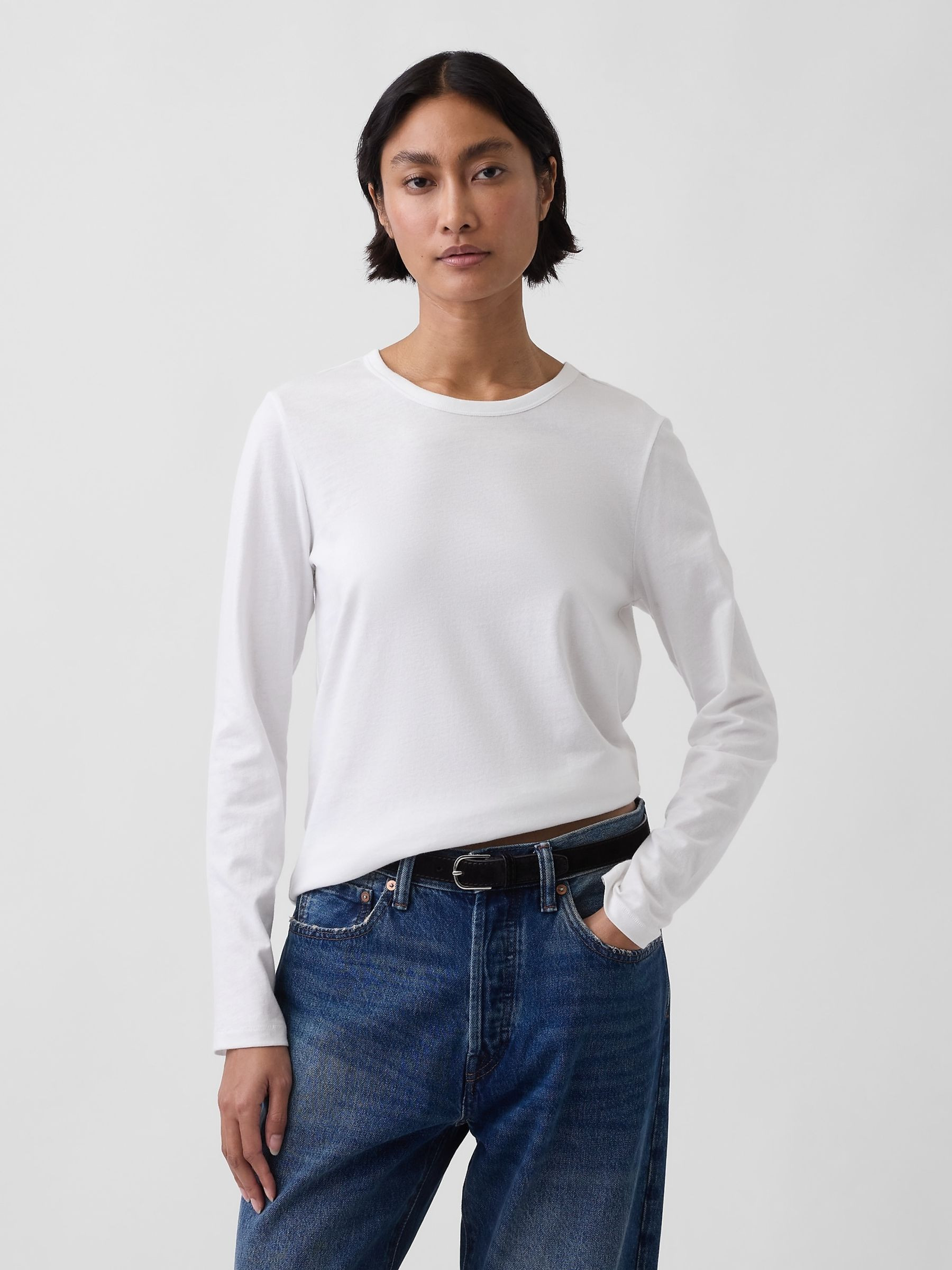 White Cotton VintageSoft Long Sleeve T-Shirt | Gap | GAP UK