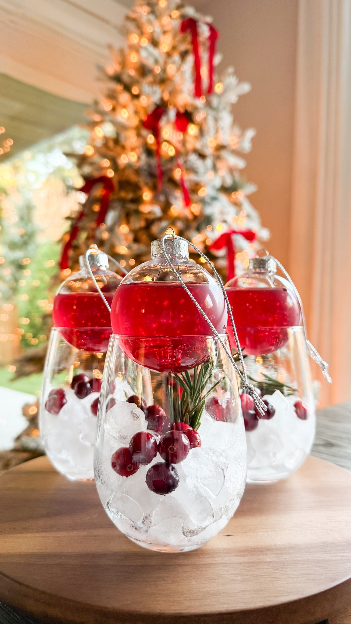 CHRISTMAS ORNAMENT DRINK! 

Wine glasses set, clear plastic ball ornaments, rosemary, cranberry juice, Christmas tree, Christmas decorations 

#LTKHome #LTKHoliday #LTKfoodie