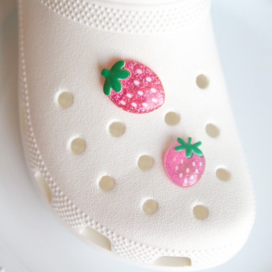 Pink Strawberry Glittery Shoe Charm | Etsy (US)