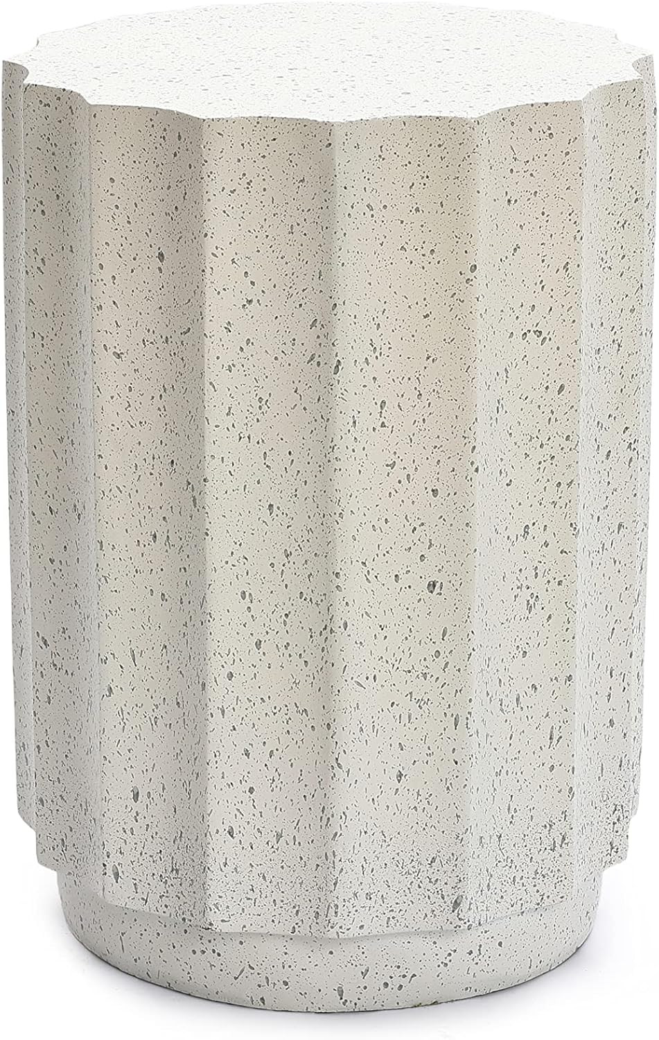 LuxenHome Off White with Gray Cement Indoor Outdoor Stool and Side Table | Amazon (US)