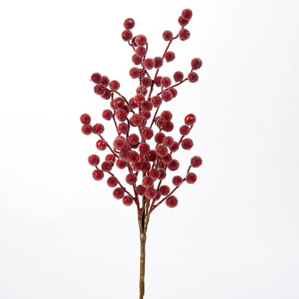 Burgundy Red Metallic Glitter Sugar Berry Branch Spray - 29" | Darby Creek Trading