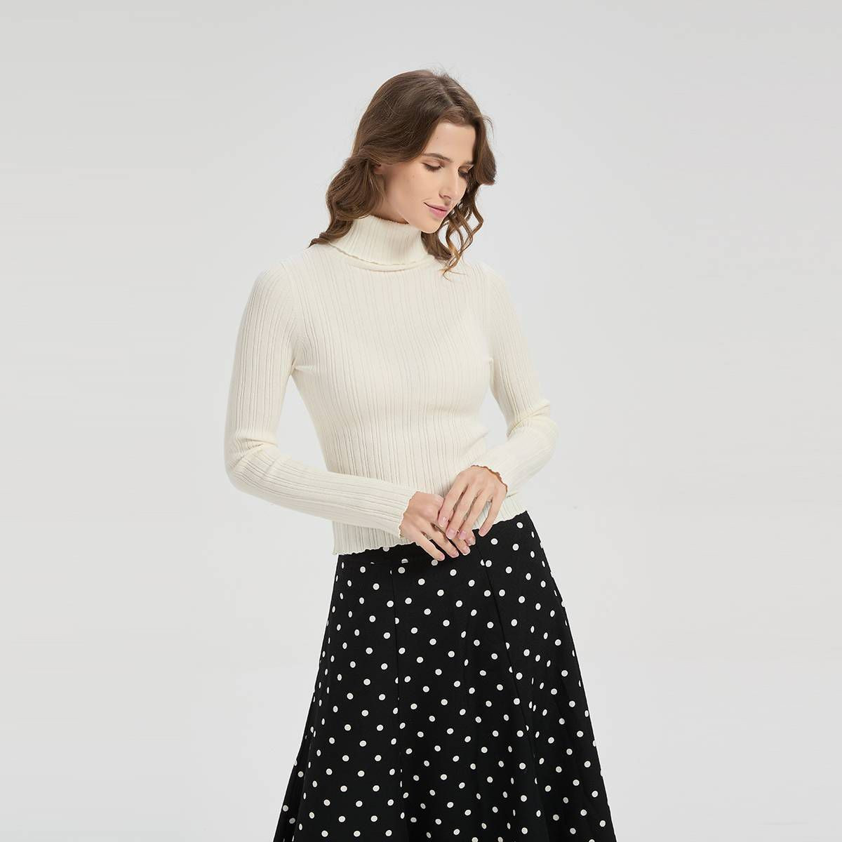 Women's Ribbed Turtleneck Sweater - A New Day™ White M | Target