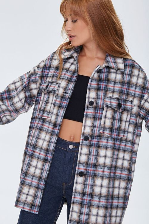 Brushed Plaid Flap-Pocket Shacket | Forever 21 (US)